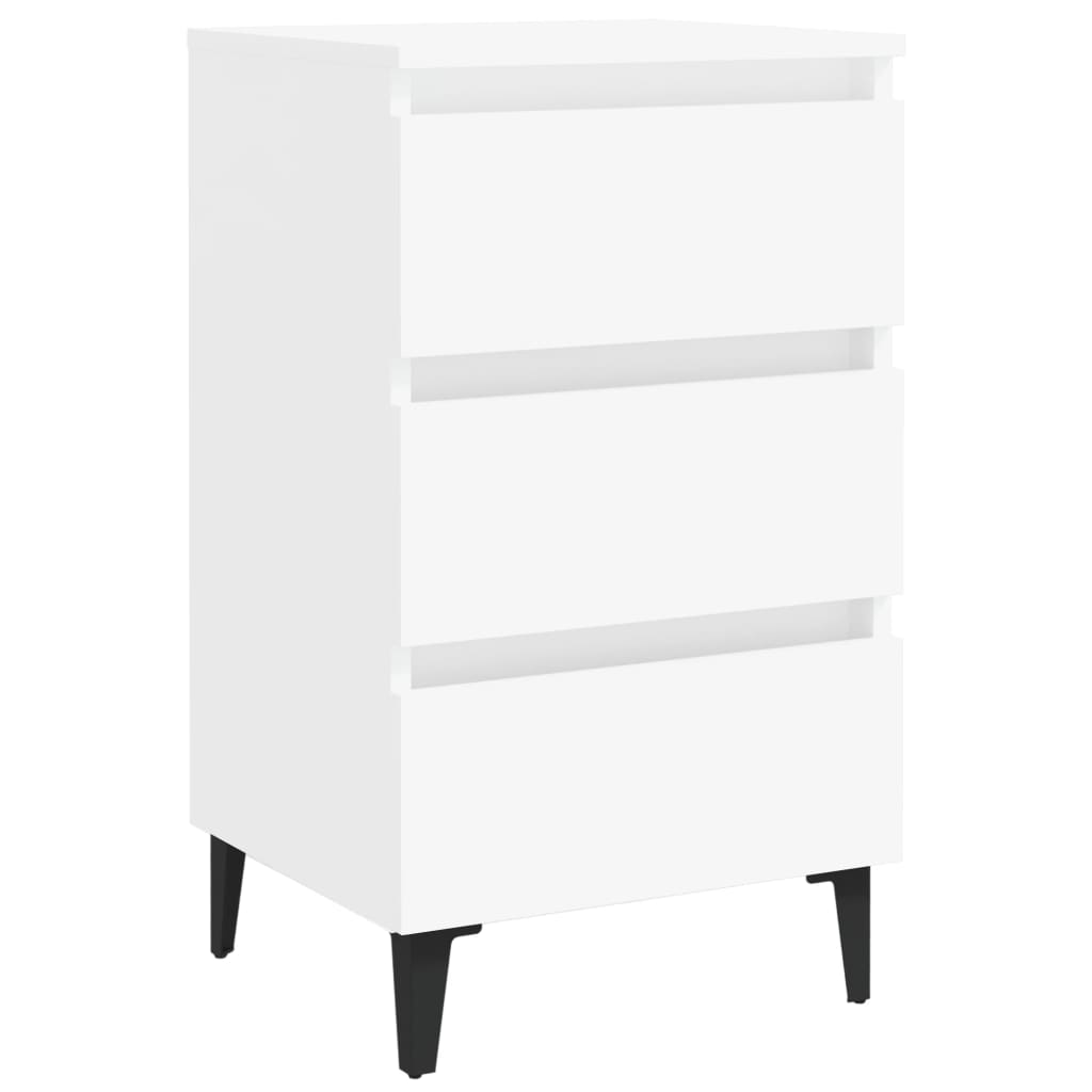 Bedside table with metal legs white 40x35x69 cm