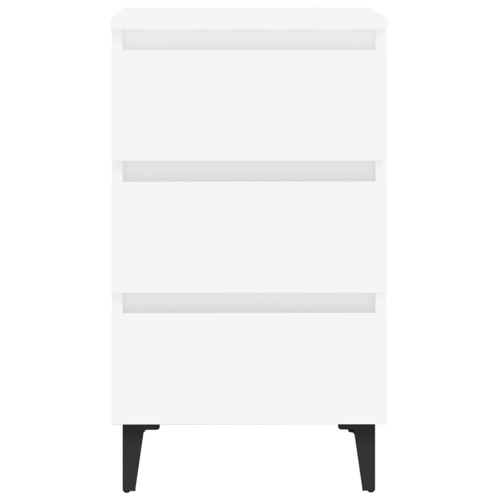 Bedside table with metal legs white 40x35x69 cm