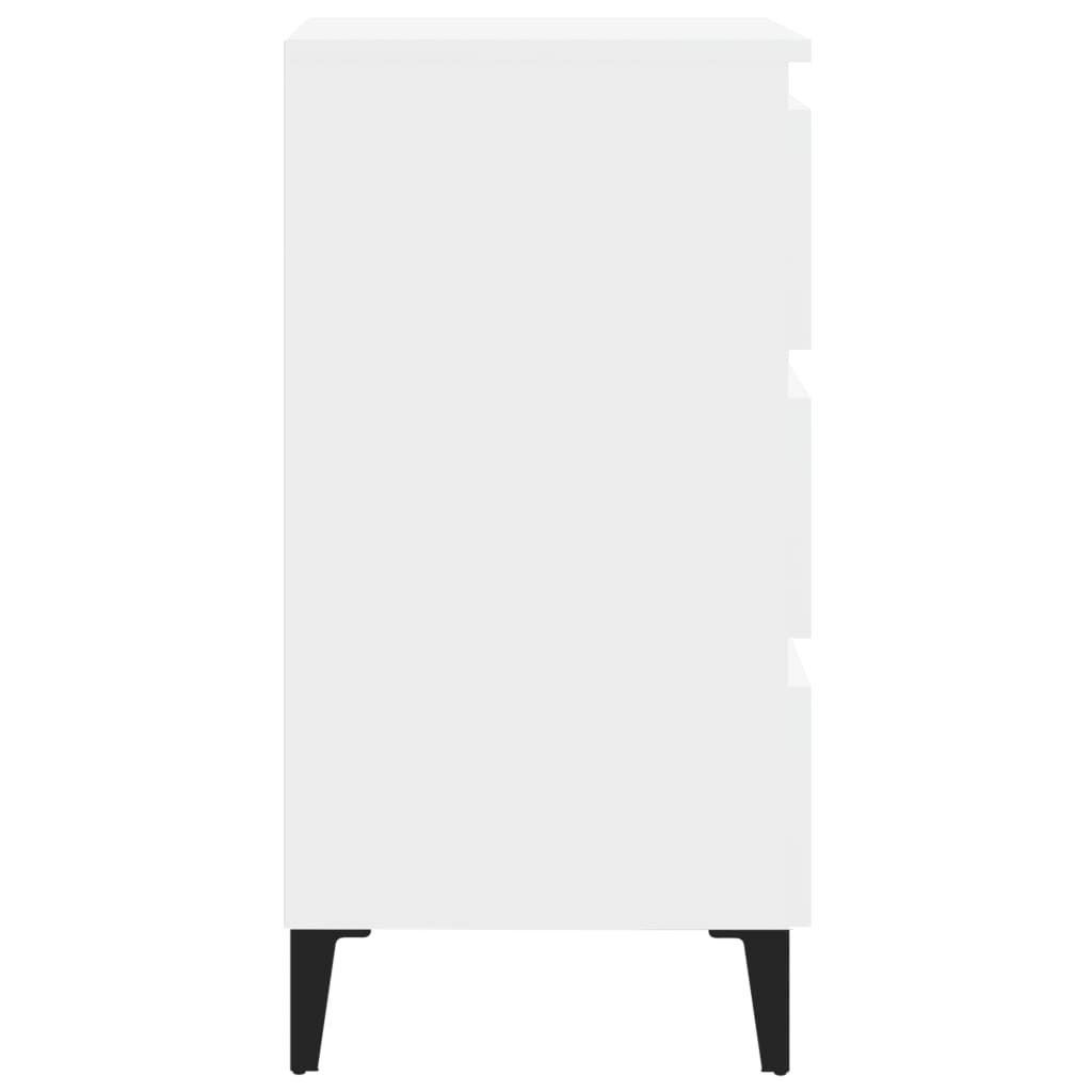Bedside table with metal legs white 40x35x69 cm