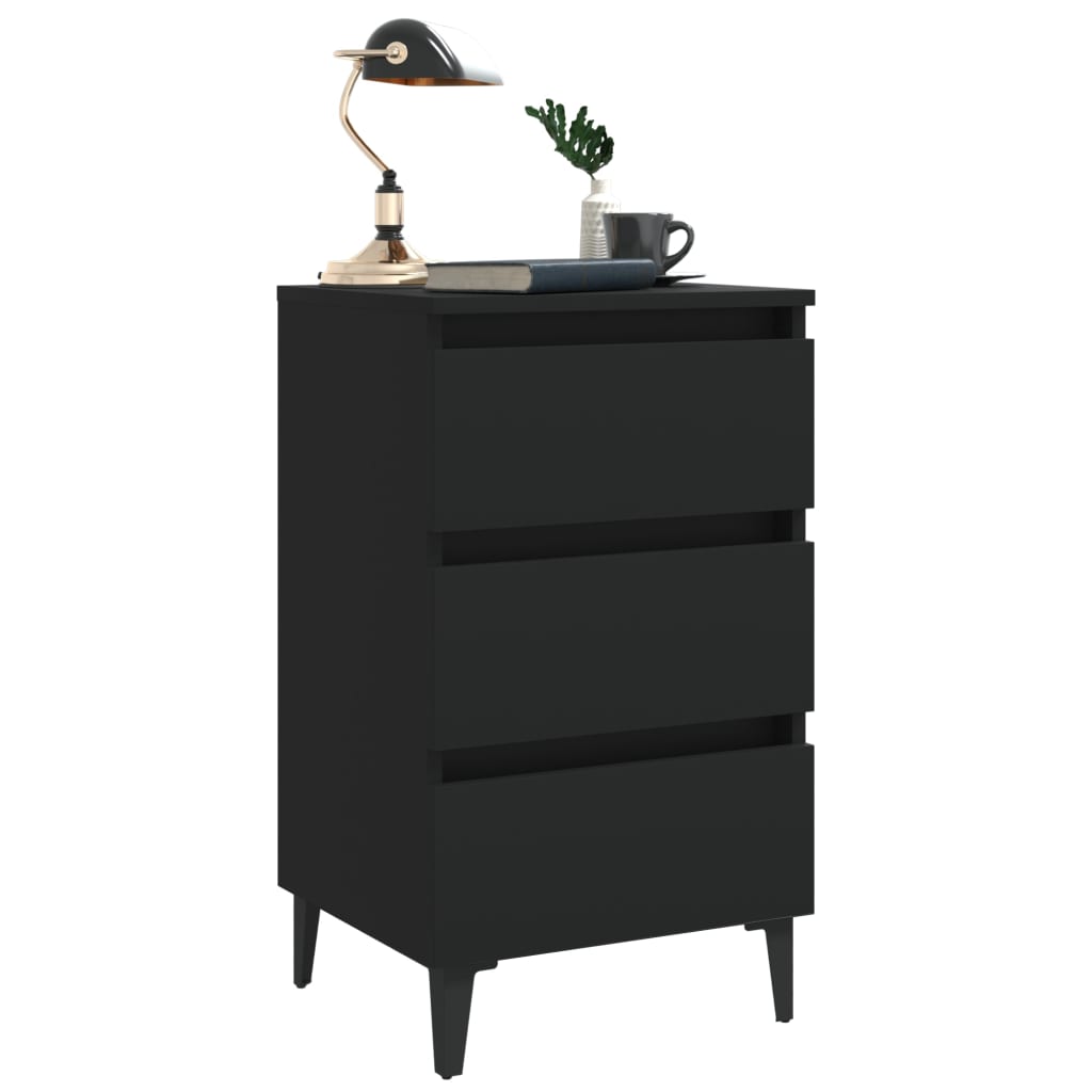 Bedside table with metal legs Black 40x35x69 cm