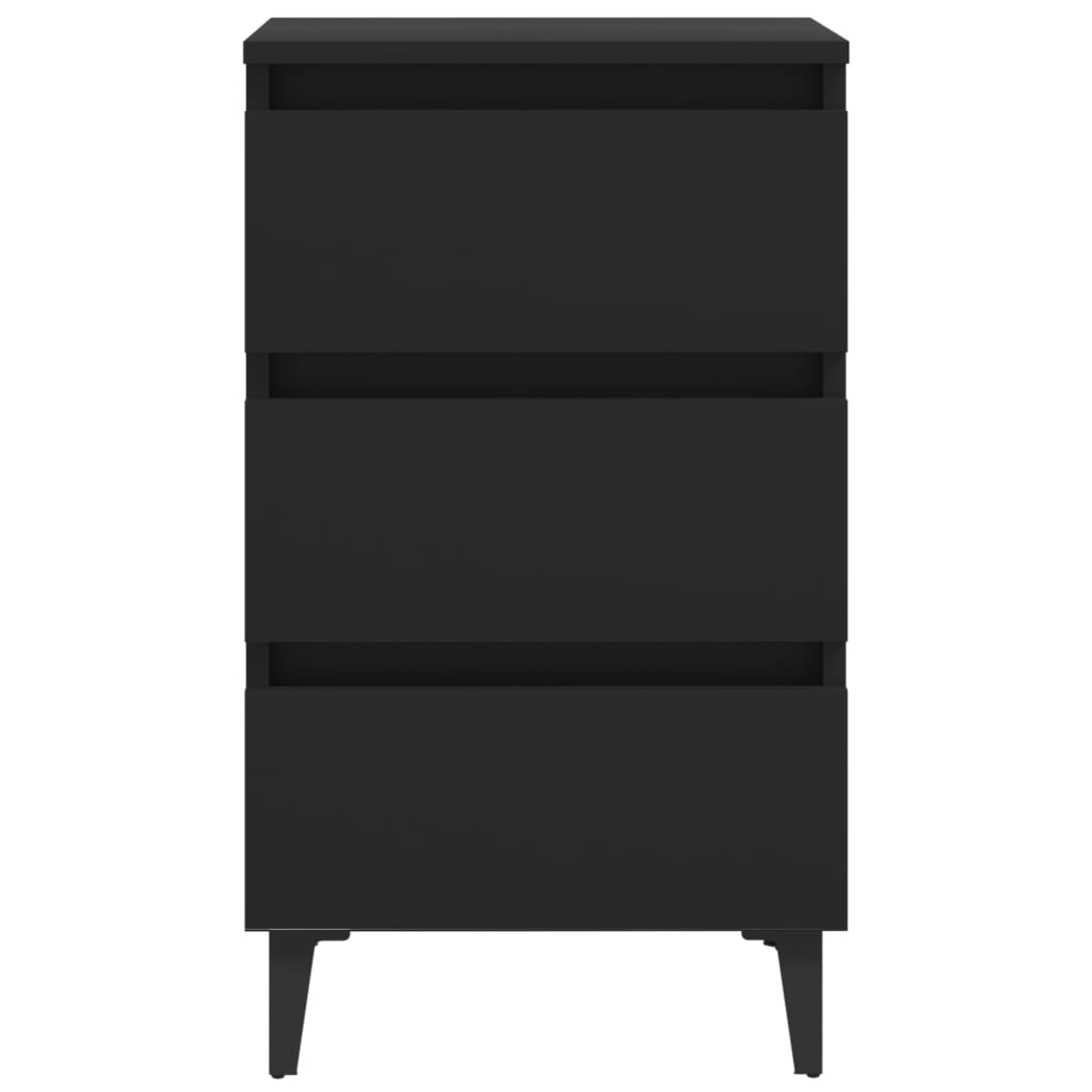 Bedside table with metal legs Black 40x35x69 cm