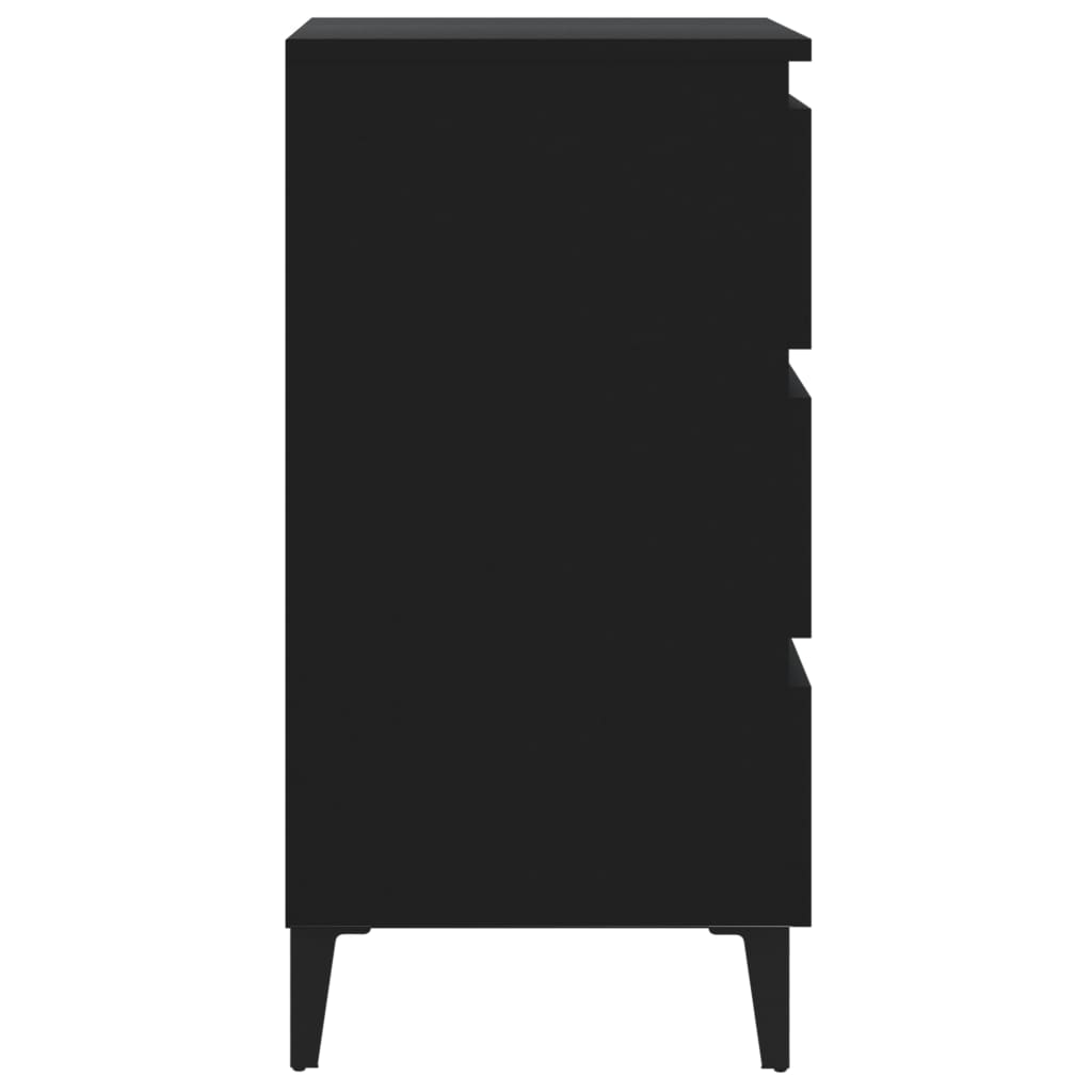 Bedside table with metal legs Black 40x35x69 cm