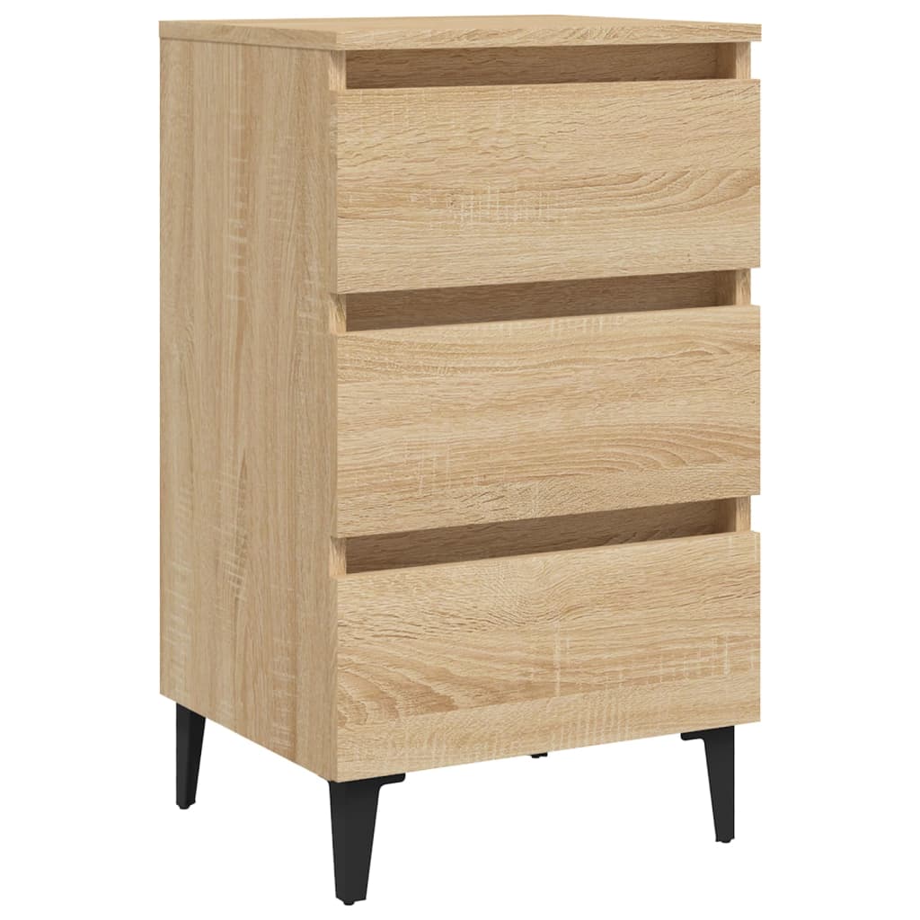 Table de chevet avec pieds en métal chêne Sonoma 40x35x69 cm