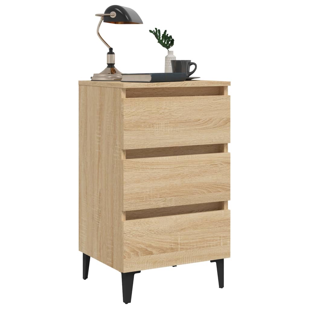 Table de chevet avec pieds en métal chêne Sonoma 40x35x69 cm