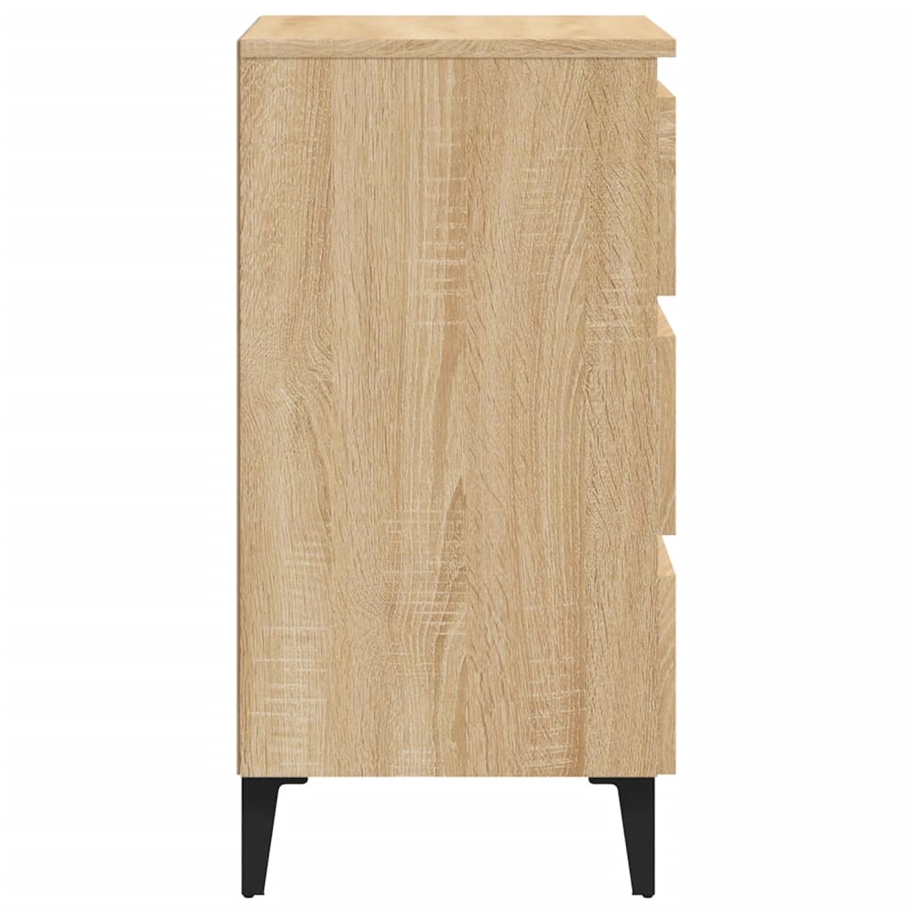 Table de chevet avec pieds en métal chêne Sonoma 40x35x69 cm