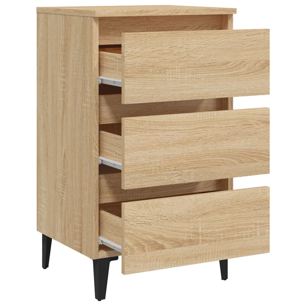 Table de chevet avec pieds en métal chêne Sonoma 40x35x69 cm