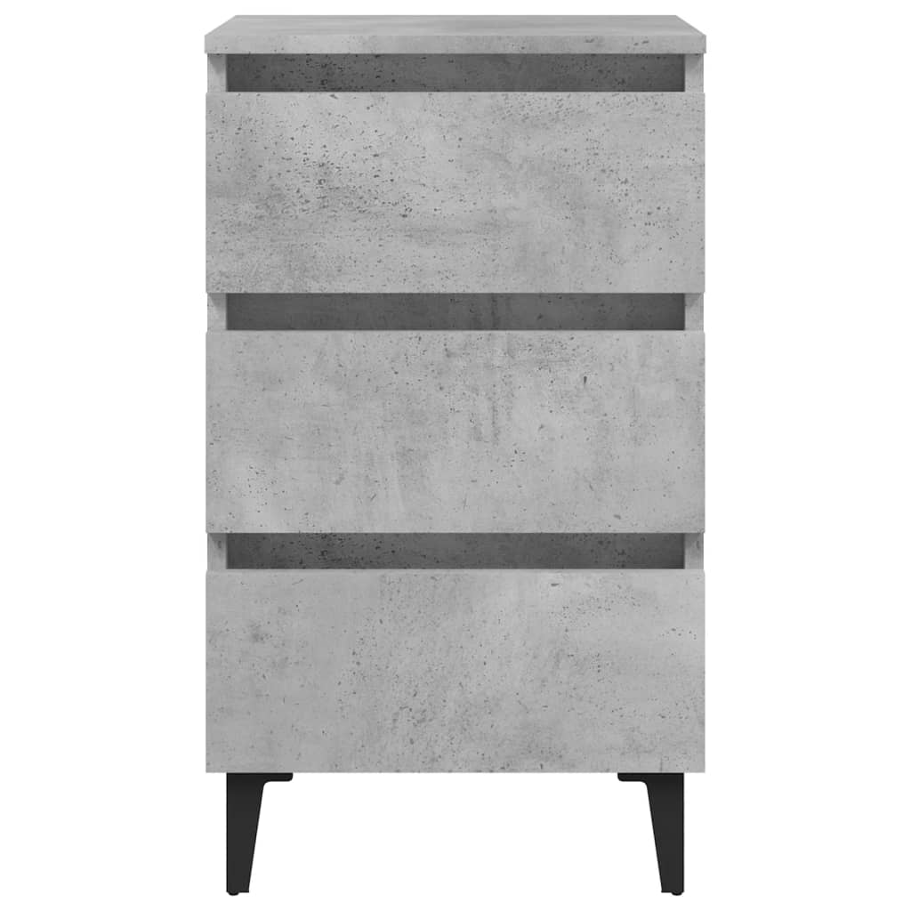 Bedside table with metal legs concrete grey 40x35x69 cm