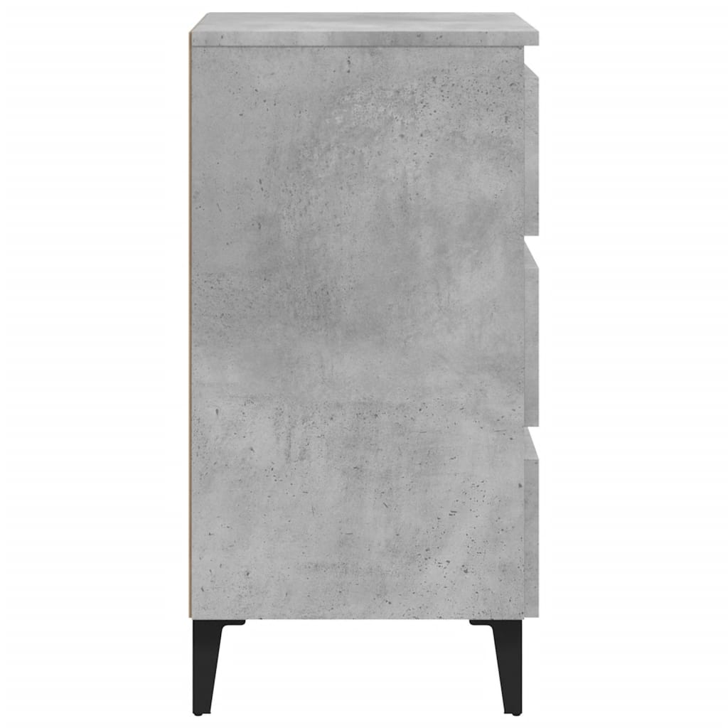 Bedside table with metal legs concrete grey 40x35x69 cm