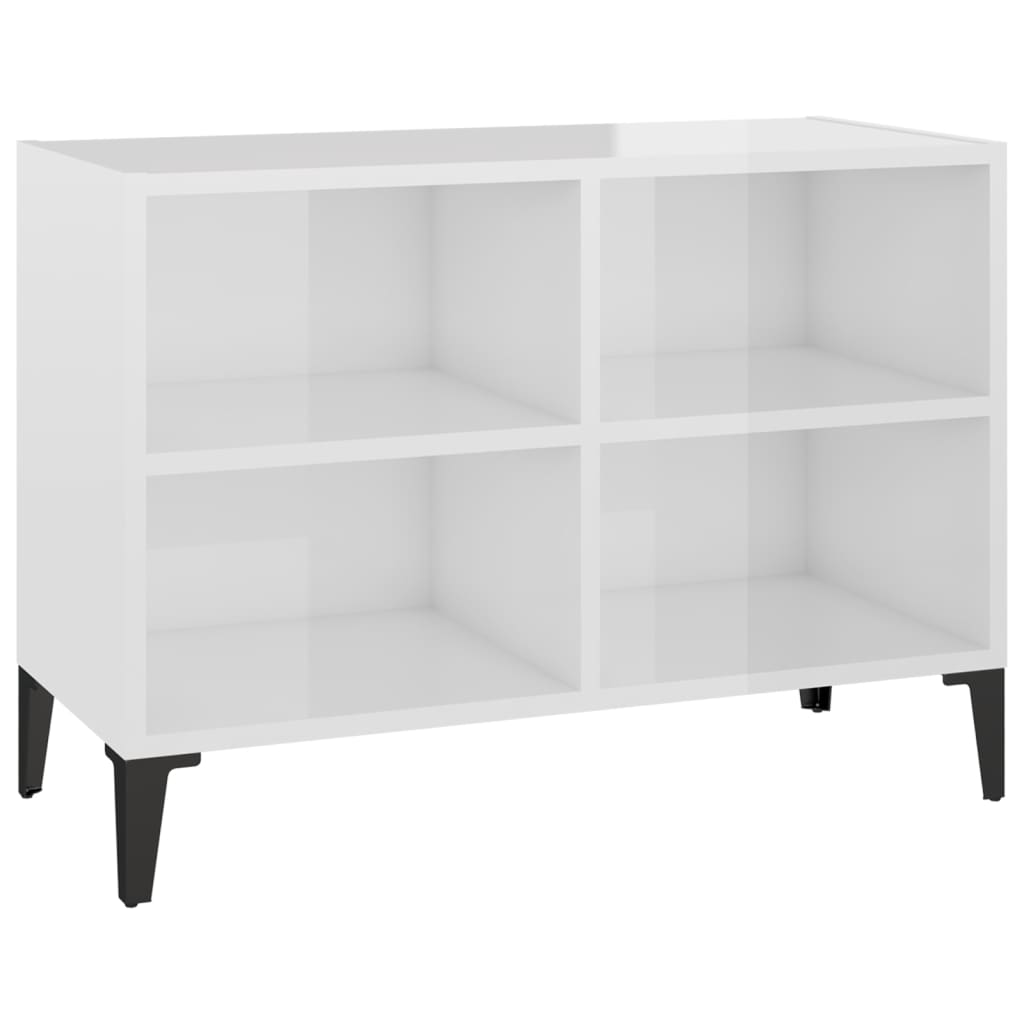 Meuble TV avec pieds en métal blanc brillant 69,5x30x50cm