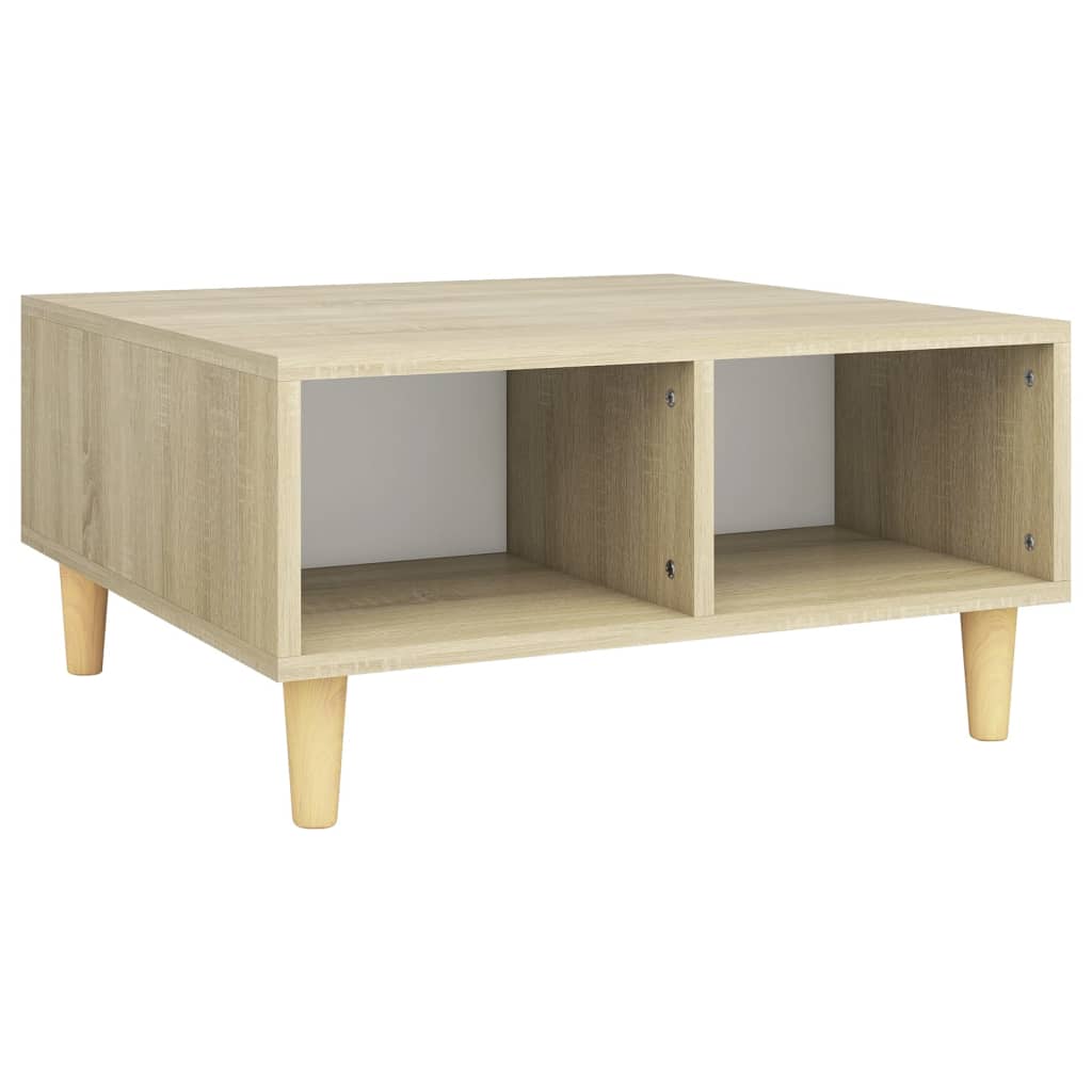 Couchtisch Weiß Sonoma-Eiche 60x60x30 cm Holzwerkstoff