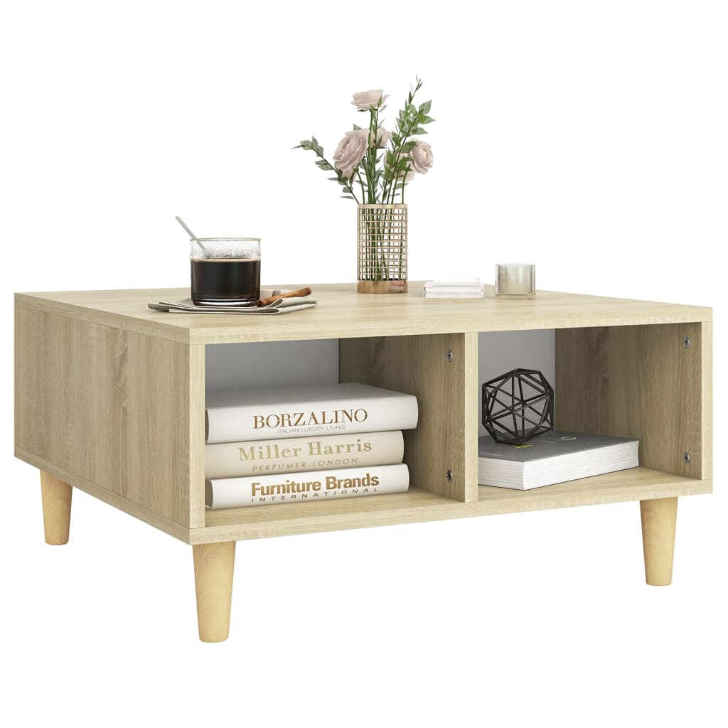 Couchtisch Weiß Sonoma-Eiche 60x60x30 cm Holzwerkstoff