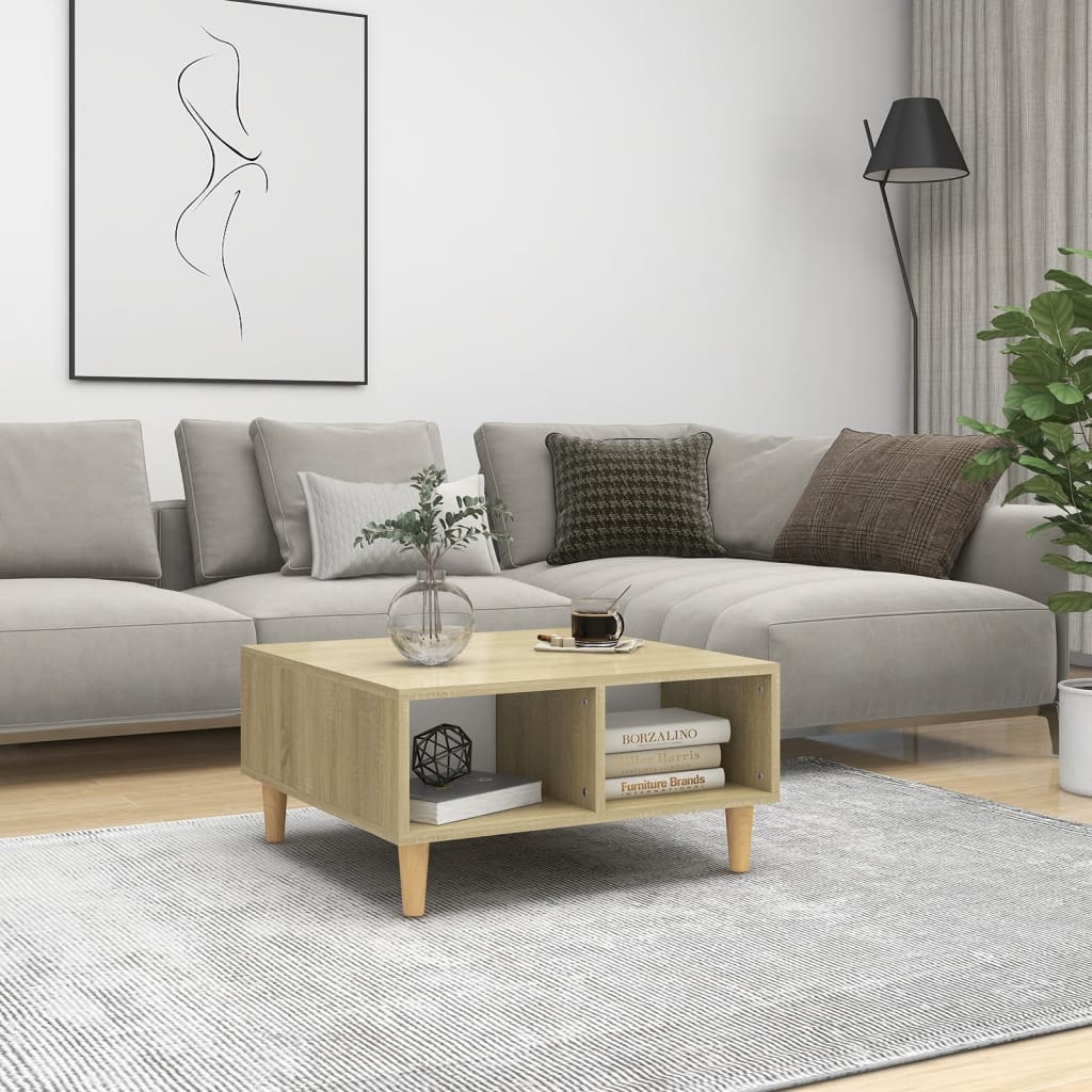 Couchtisch Weiß Sonoma-Eiche 60x60x30 cm Holzwerkstoff