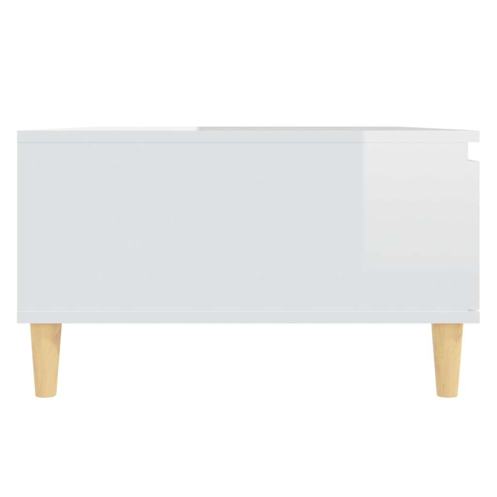 Table basse blanc brillant 90x60x35 cm en bois