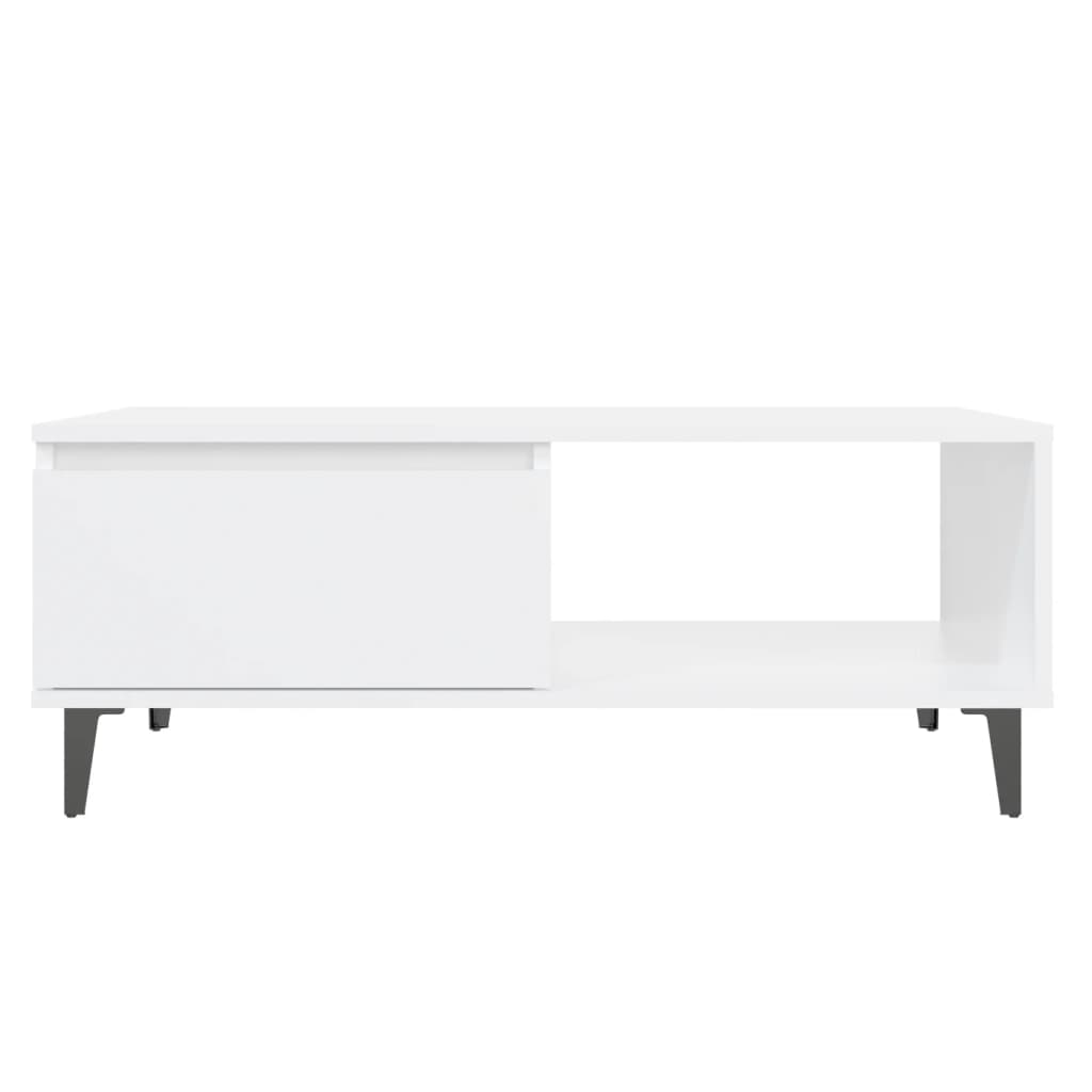 Table basse blanche 90x60x35 cm en bois