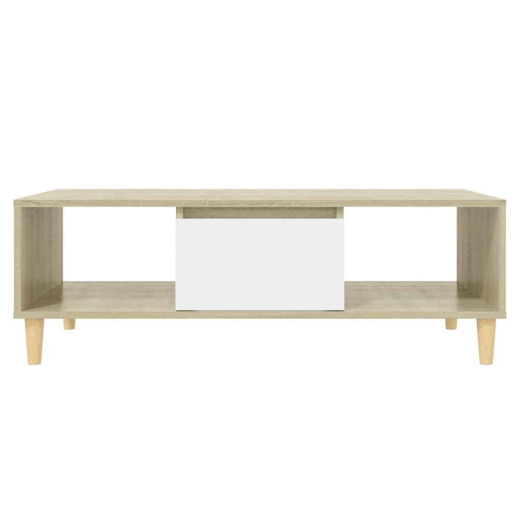 Couchtisch Weiß und Sonoma-Eiche 103,5x60x35 cm Holzwerkstoff