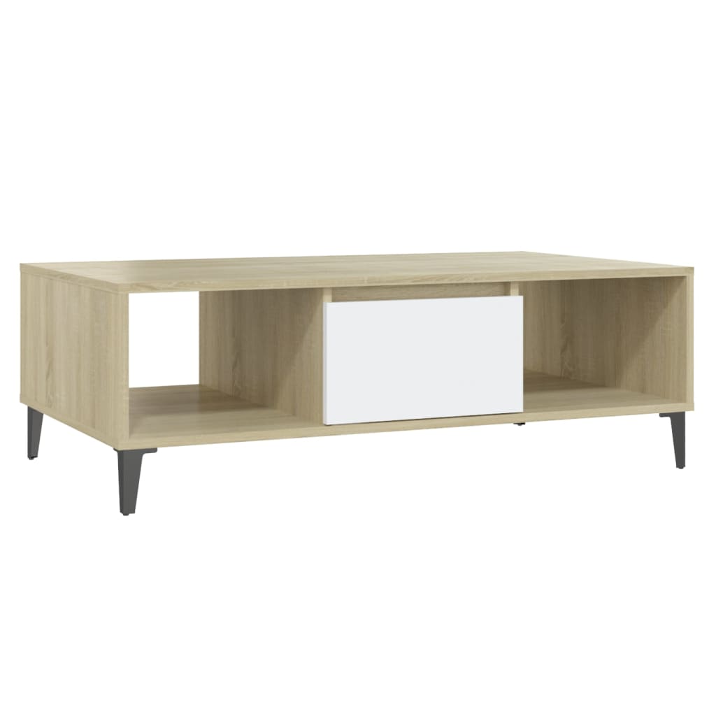Coffee table white and Sonoma oak 103.5x60x35 cm wood material