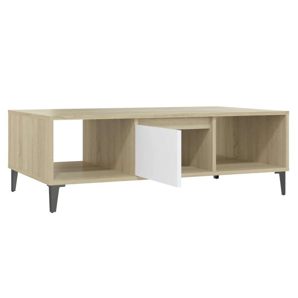 Coffee table white and Sonoma oak 103.5x60x35 cm wood material