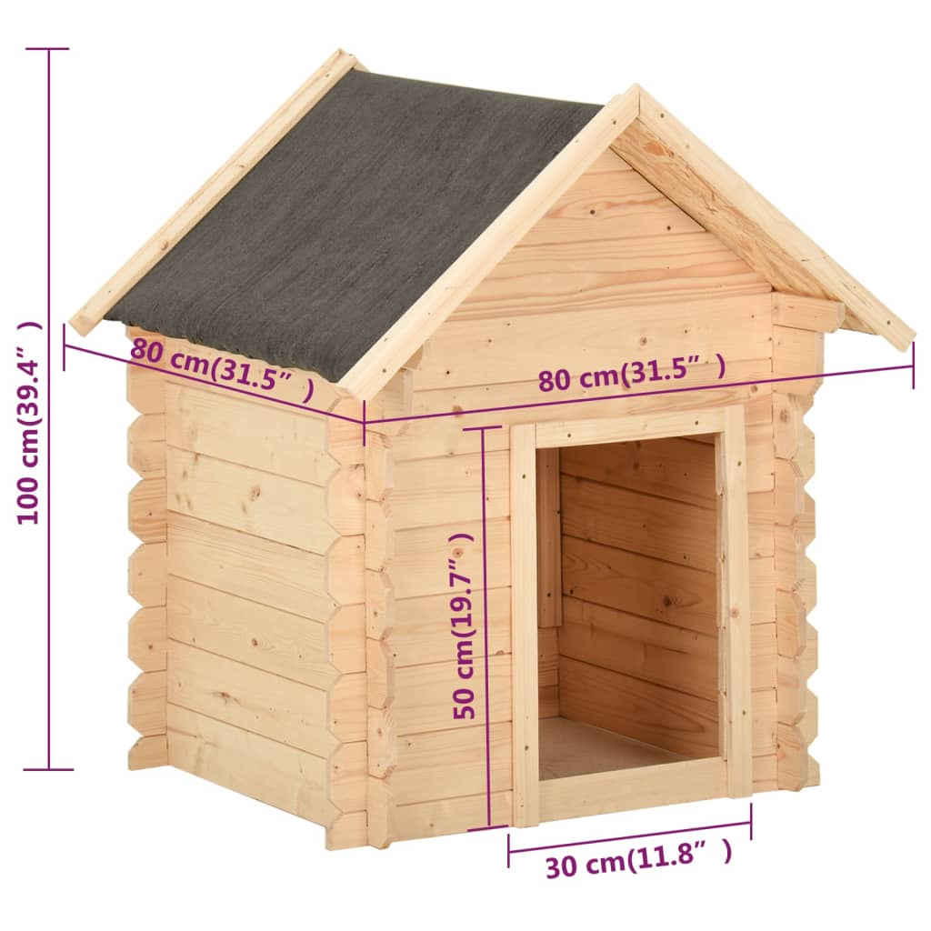 Hundehütte 80x80x100,6 cm Massivholz Kiefer
