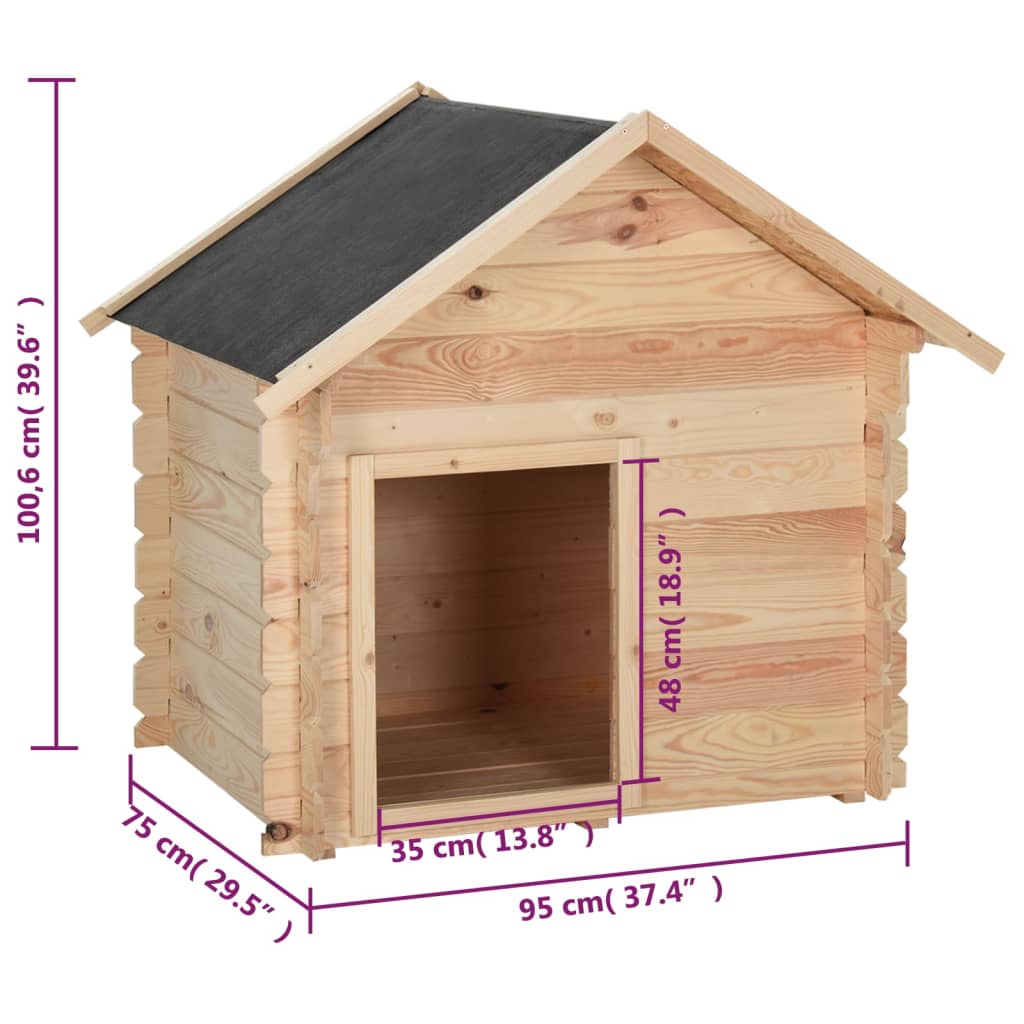 Hundehütte 95x75x100,6 cm Massivholz Kiefer 14 mm