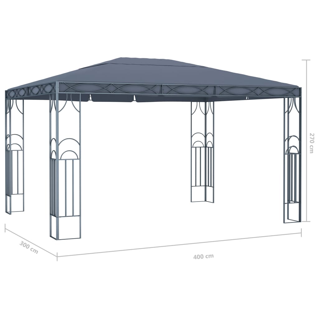 Pavilion with LED light chain 400x300 cm anthracite