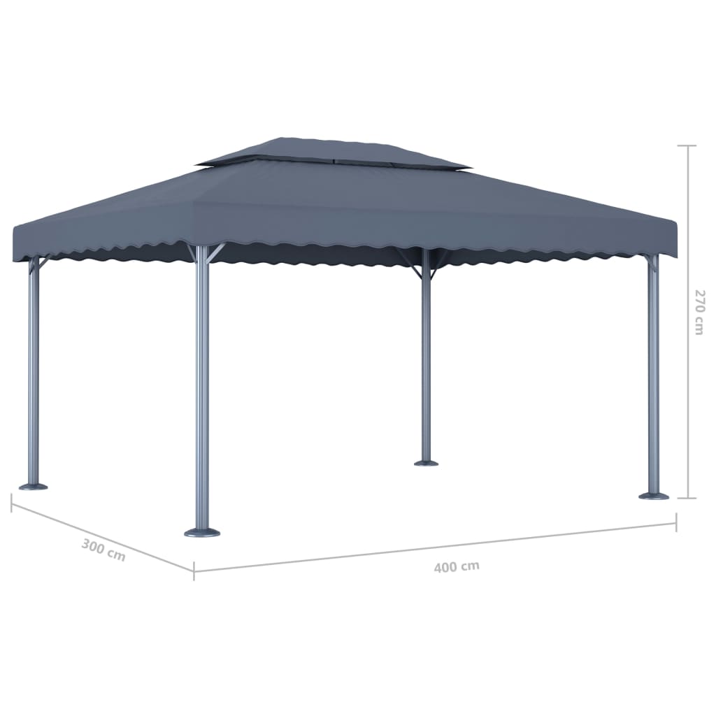 Pavilion with LED light chain 400x300 cm anthracite aluminum