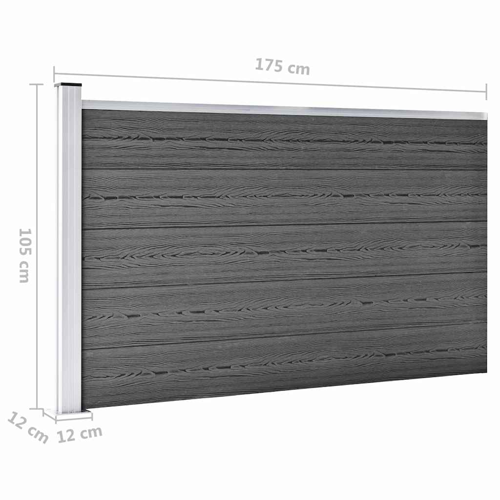 Zaunelement Set WPC 699x105 cm Schwarz