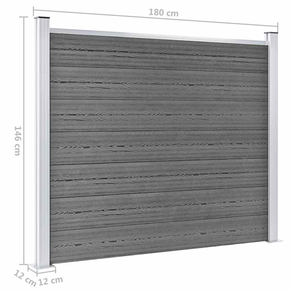 Zaunelement Set WPC 526x146 cm Grau