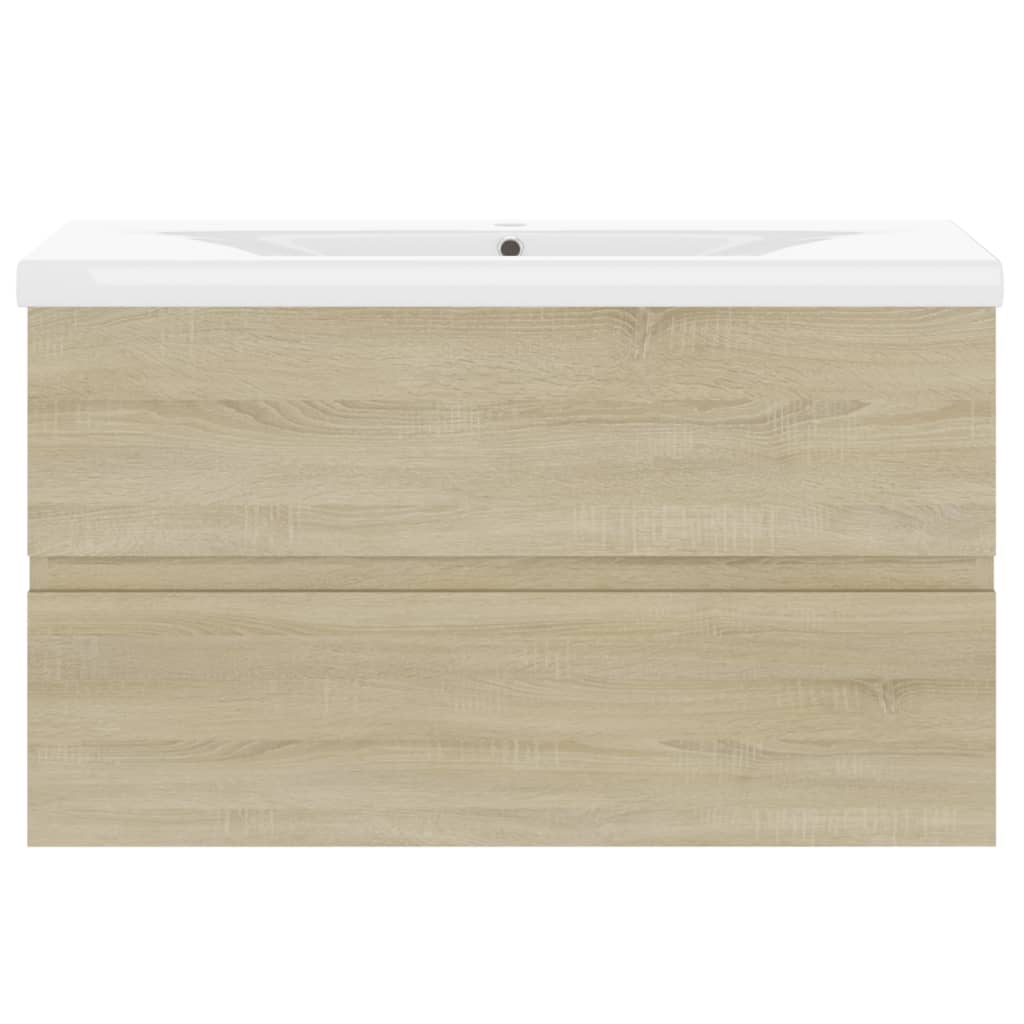 Washbasin base cabinet built-in basin Sonoma oak wood material