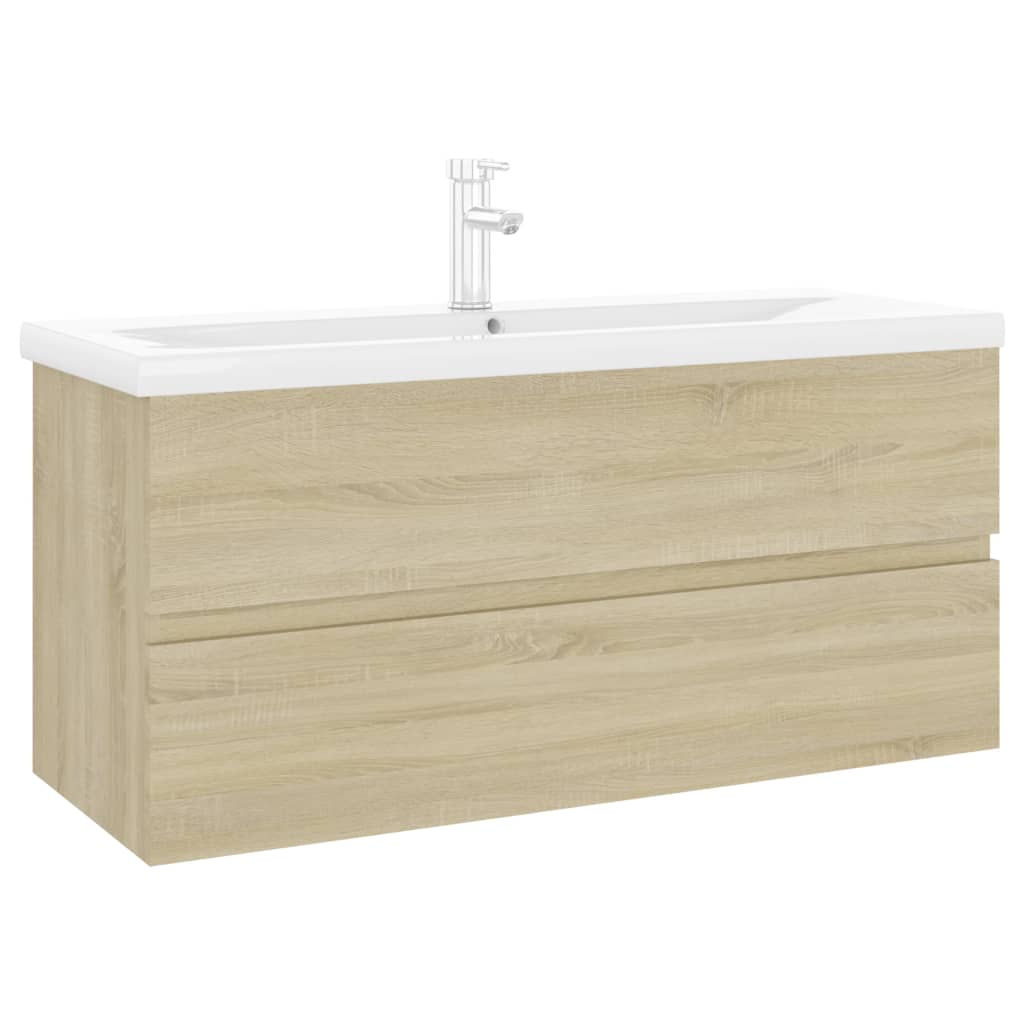 Washbasin base cabinet built-in basin Sonoma oak wood material