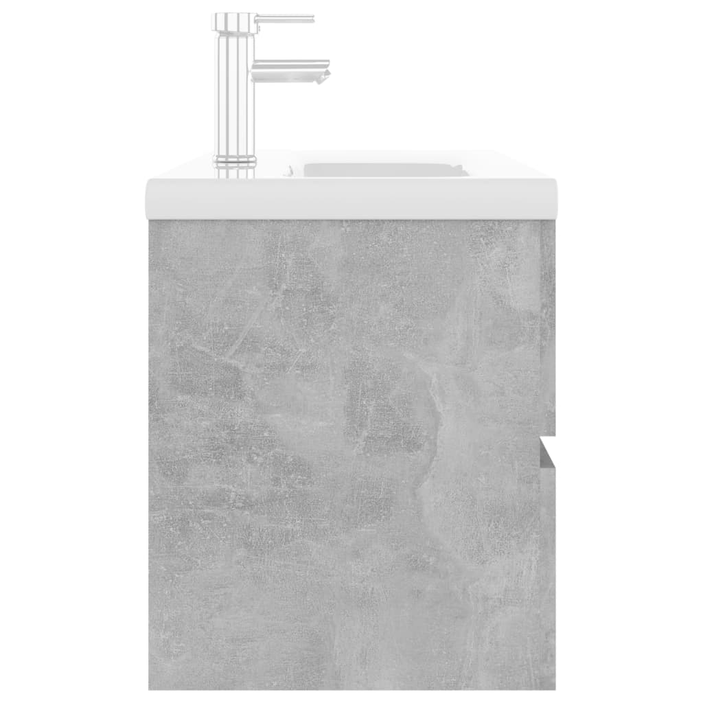 Washbasin base cabinet built-in basin concrete grey wood material