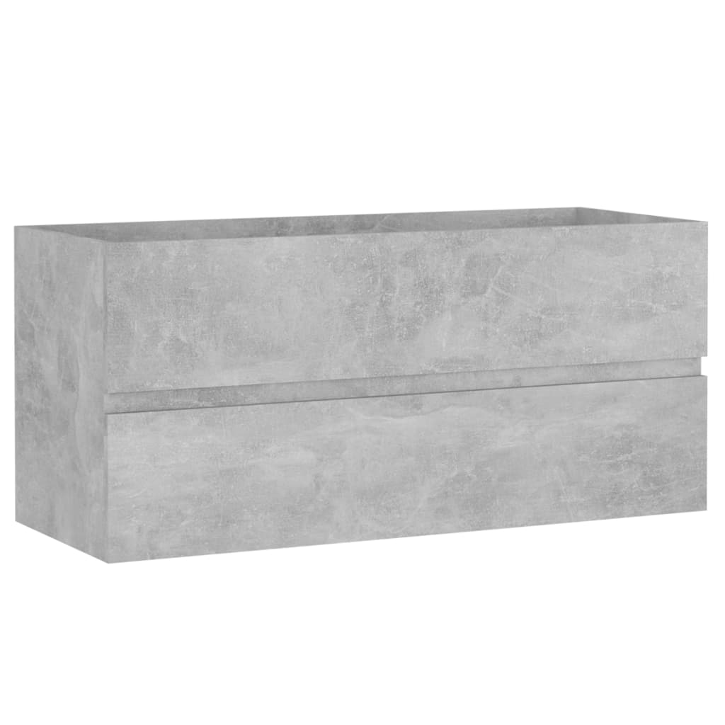 Washbasin base cabinet built-in basin concrete grey wood material