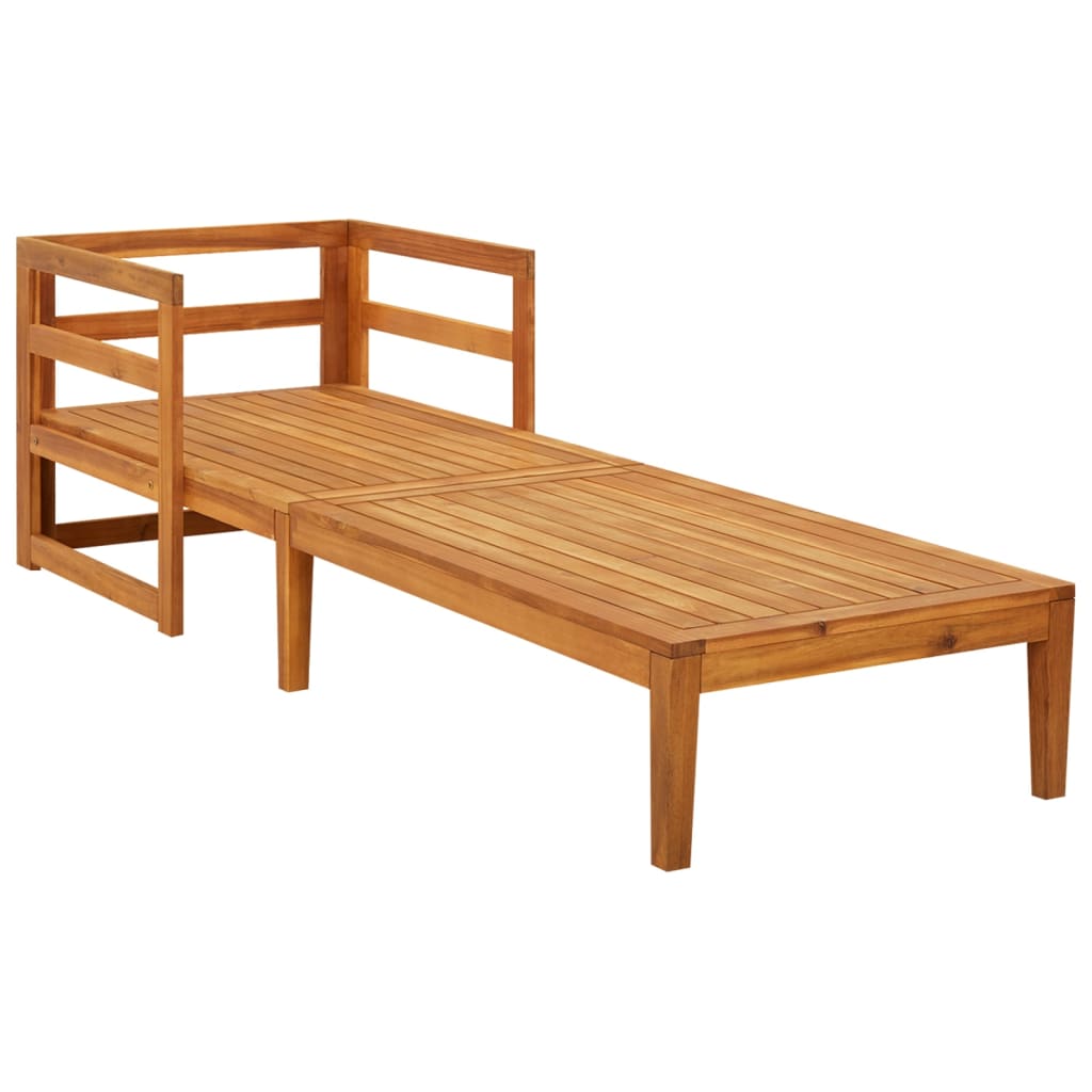 Chaise longue avec coussins blanc crème en bois d'acacia massif