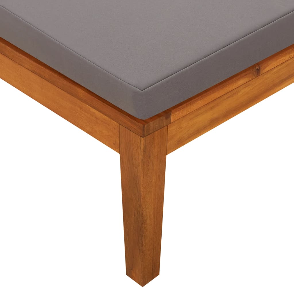 Chaise longue avec coussins gris foncé en bois d'acacia massif