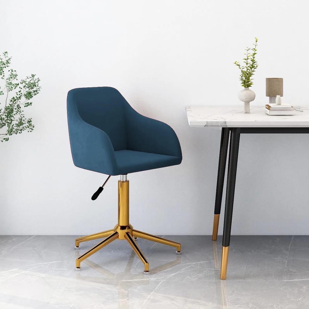 Bürostuhl Drehbar Blau Samt