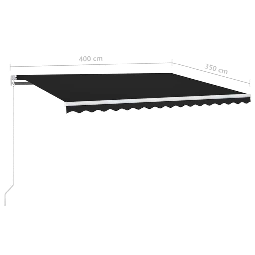 Markise Manuell Einziehbar mit LED 400x350 cm Anthrazit