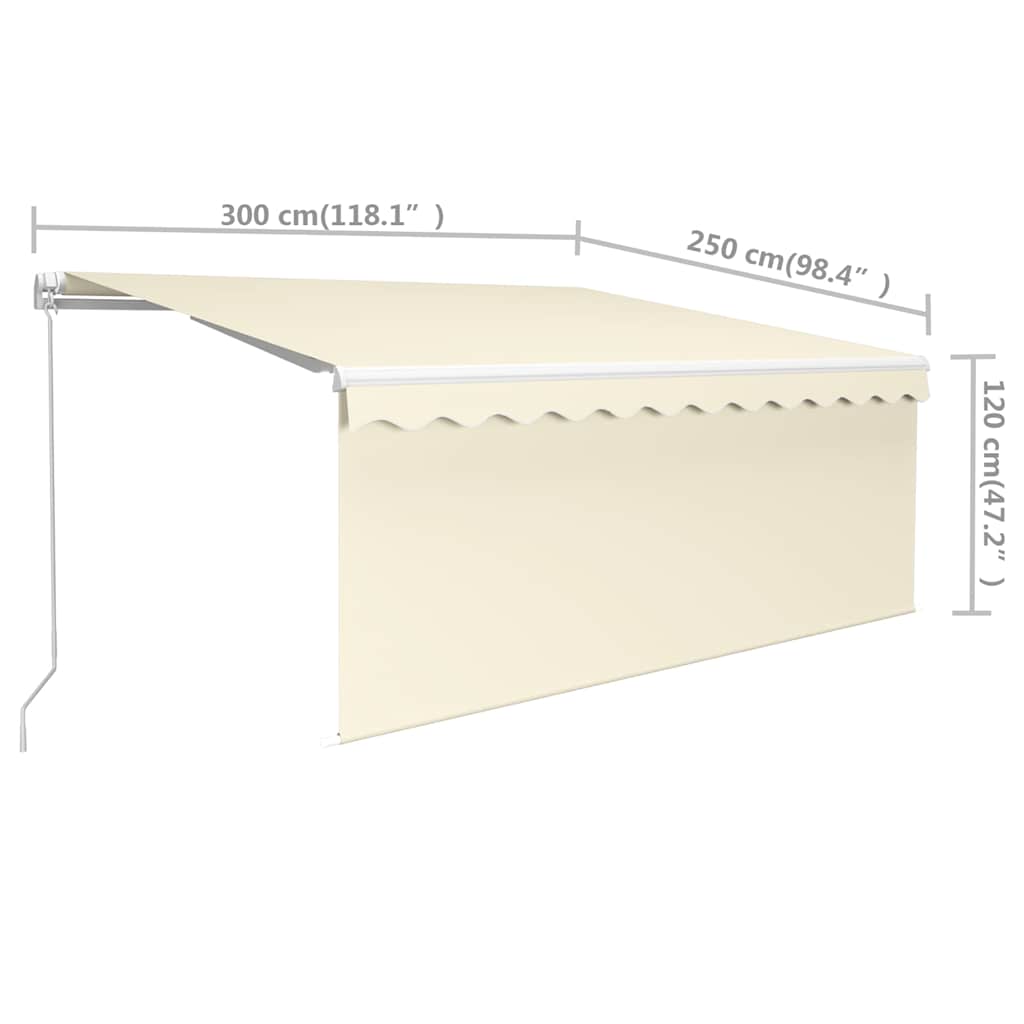 Ausziehbare Markise Creme 3 x 2,5 m Polyester