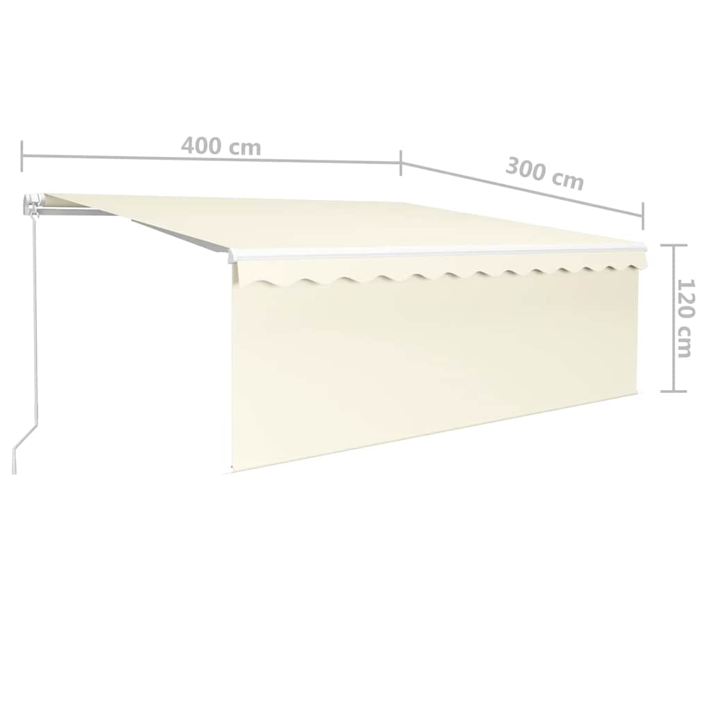 Markise Manuell Einziehbar mit Rollo & LED 4x3 m Creme