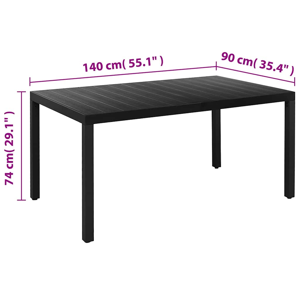 7-tlg. Garten-Essgruppe Aluminium Schwarz