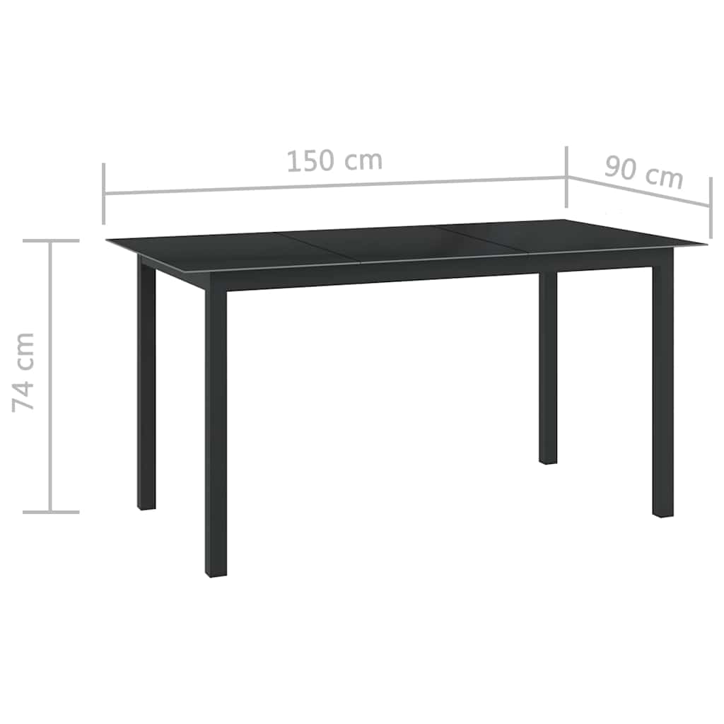 10-tlg. Garten-Essgruppe Schwarz und Anthrazit