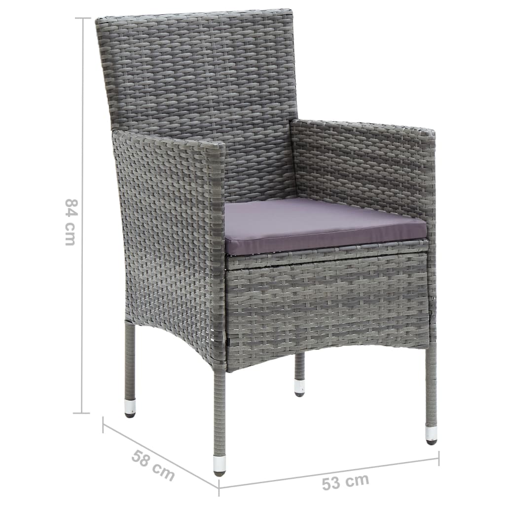 7-tlg. Garten-Essgruppe Poly Rattan Grau