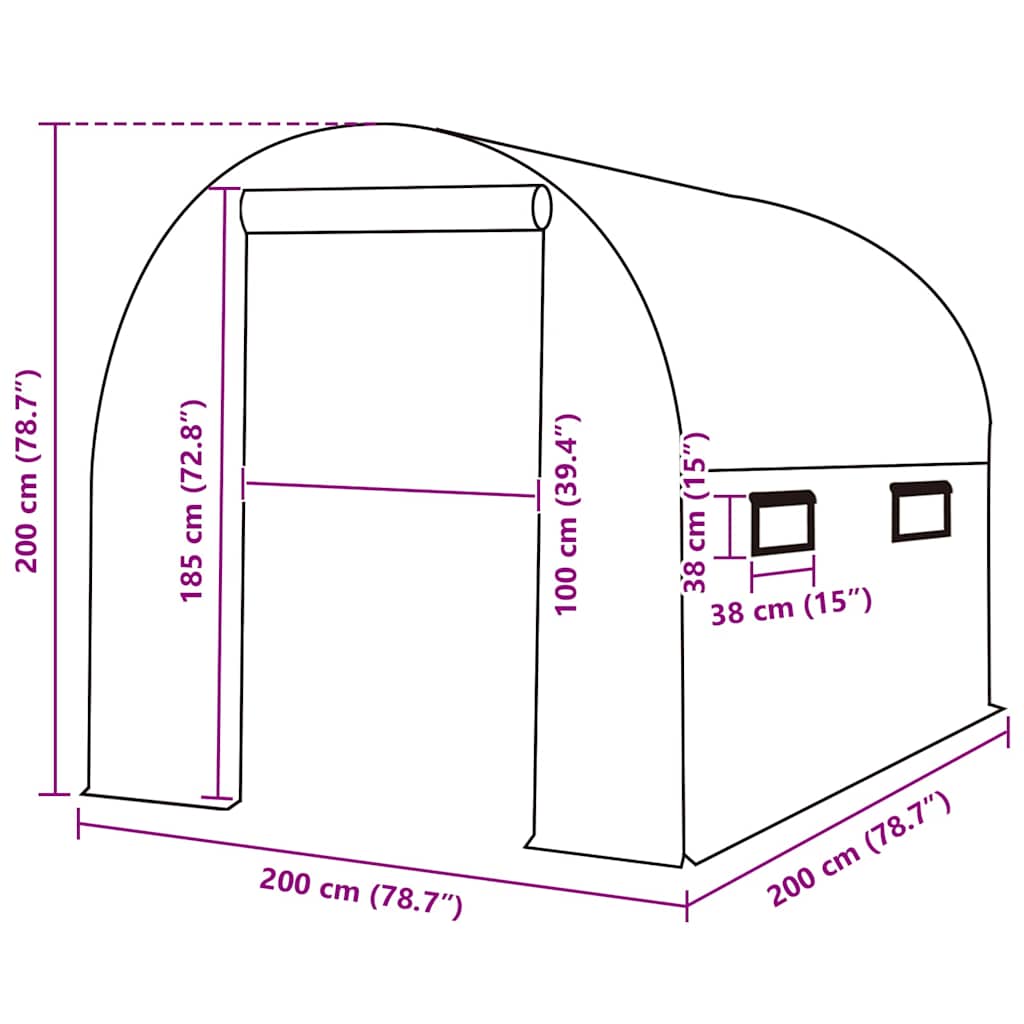 Ersatzabdeckung für Gewächshaus (4 m²) 200x200x200 cm Grün