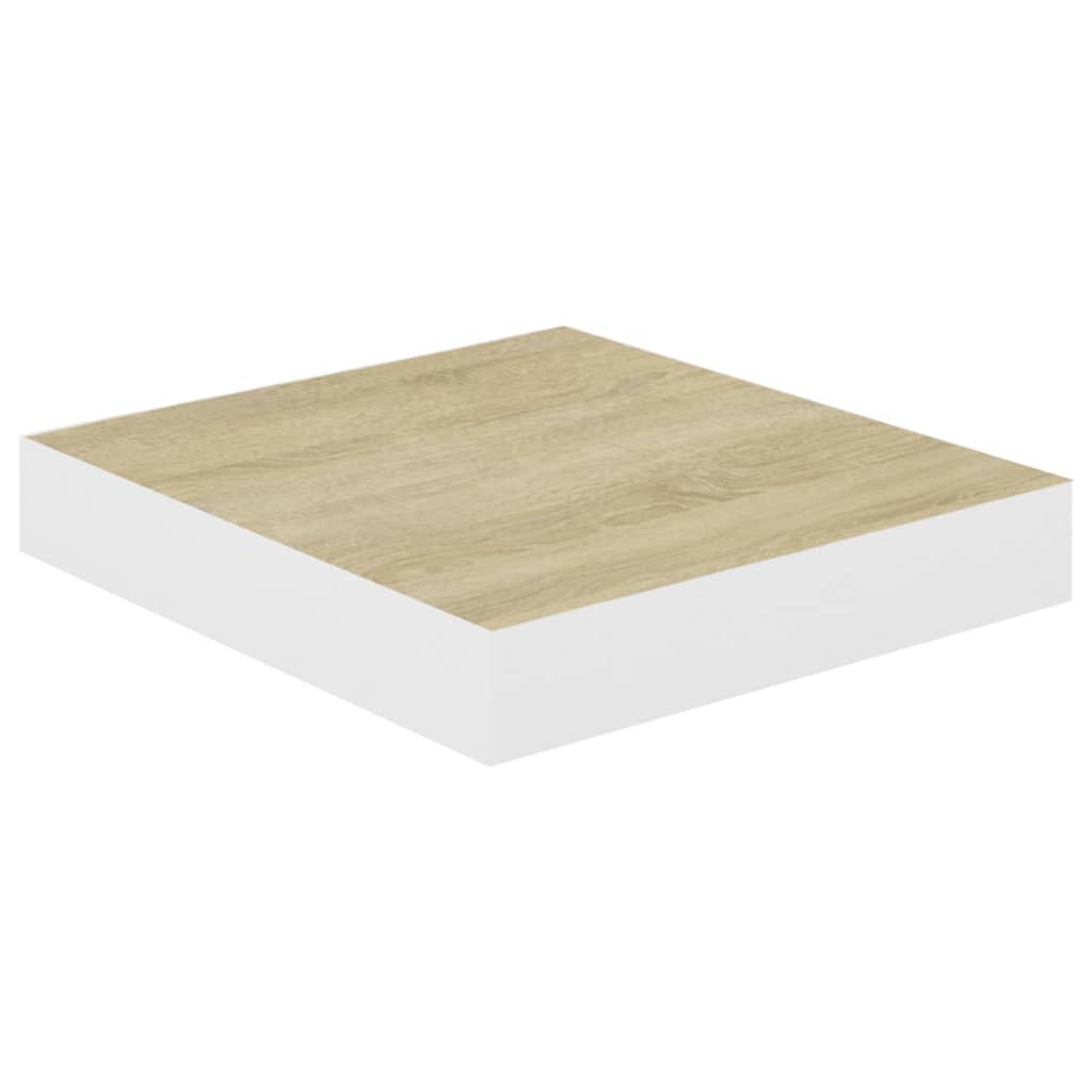 Étagère flottante aspect chêne et blanc 23x23,5x3,8 cm MDF