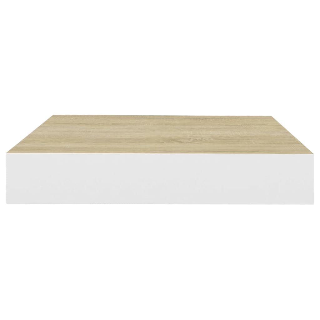 Étagère flottante aspect chêne et blanc 23x23,5x3,8 cm MDF