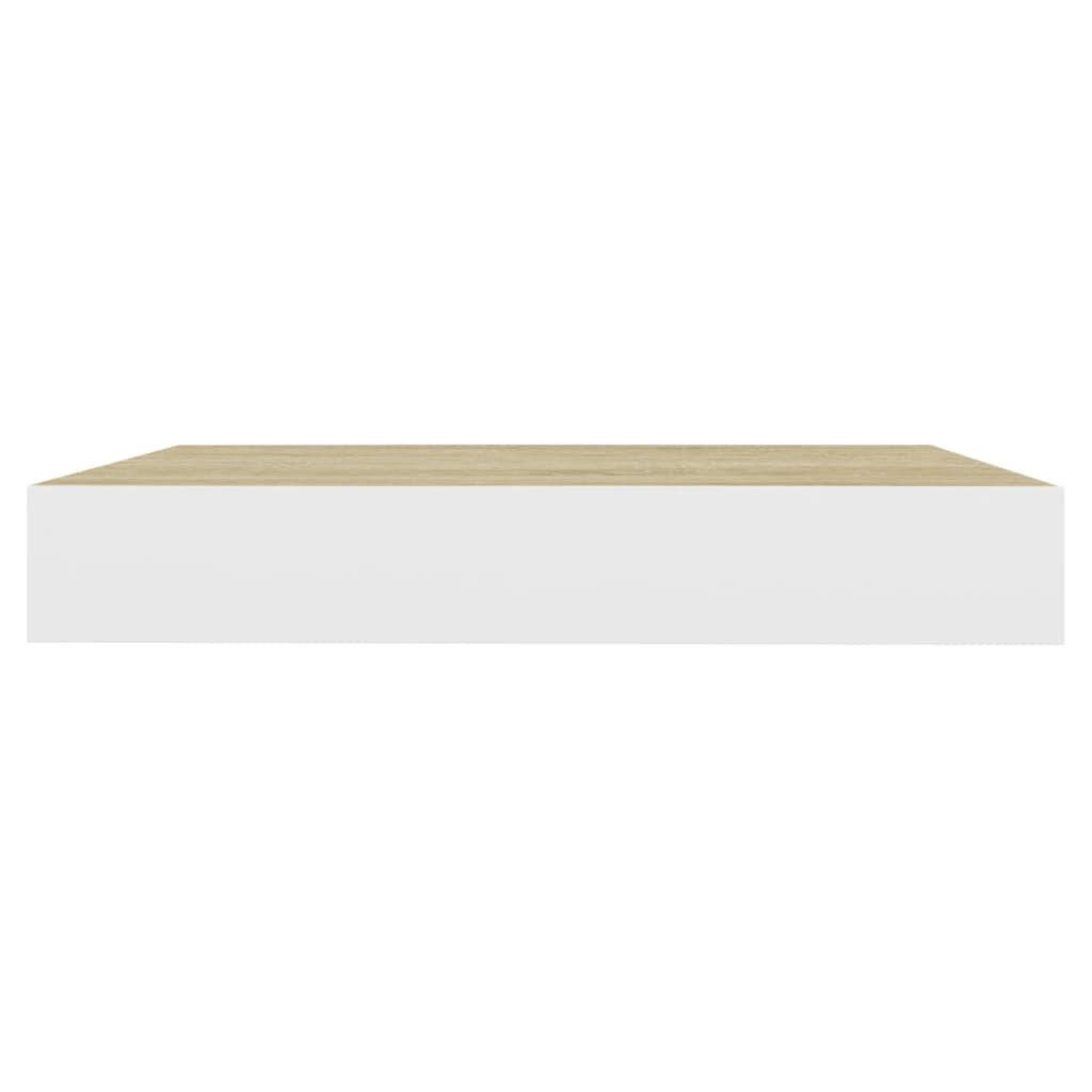 Étagère flottante aspect chêne et blanc 23x23,5x3,8 cm MDF