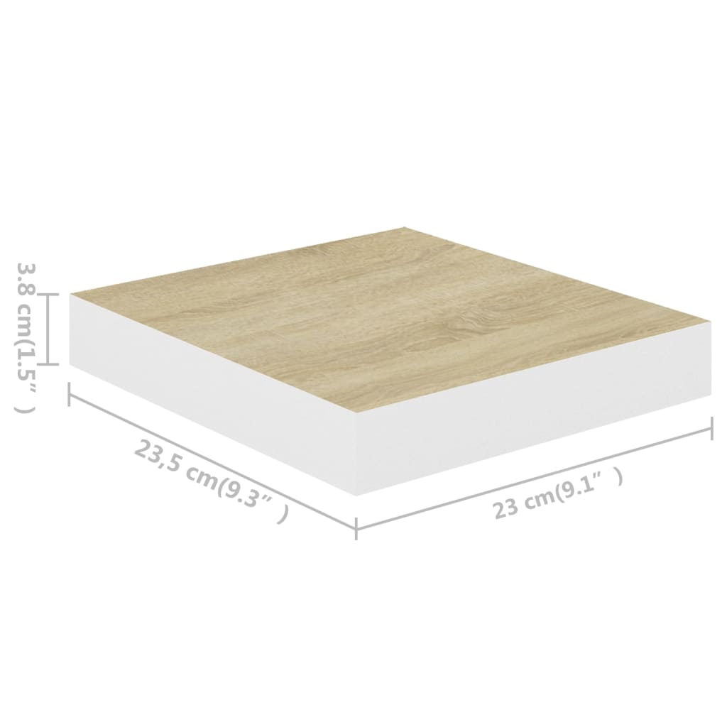 Étagère flottante aspect chêne et blanc 23x23,5x3,8 cm MDF