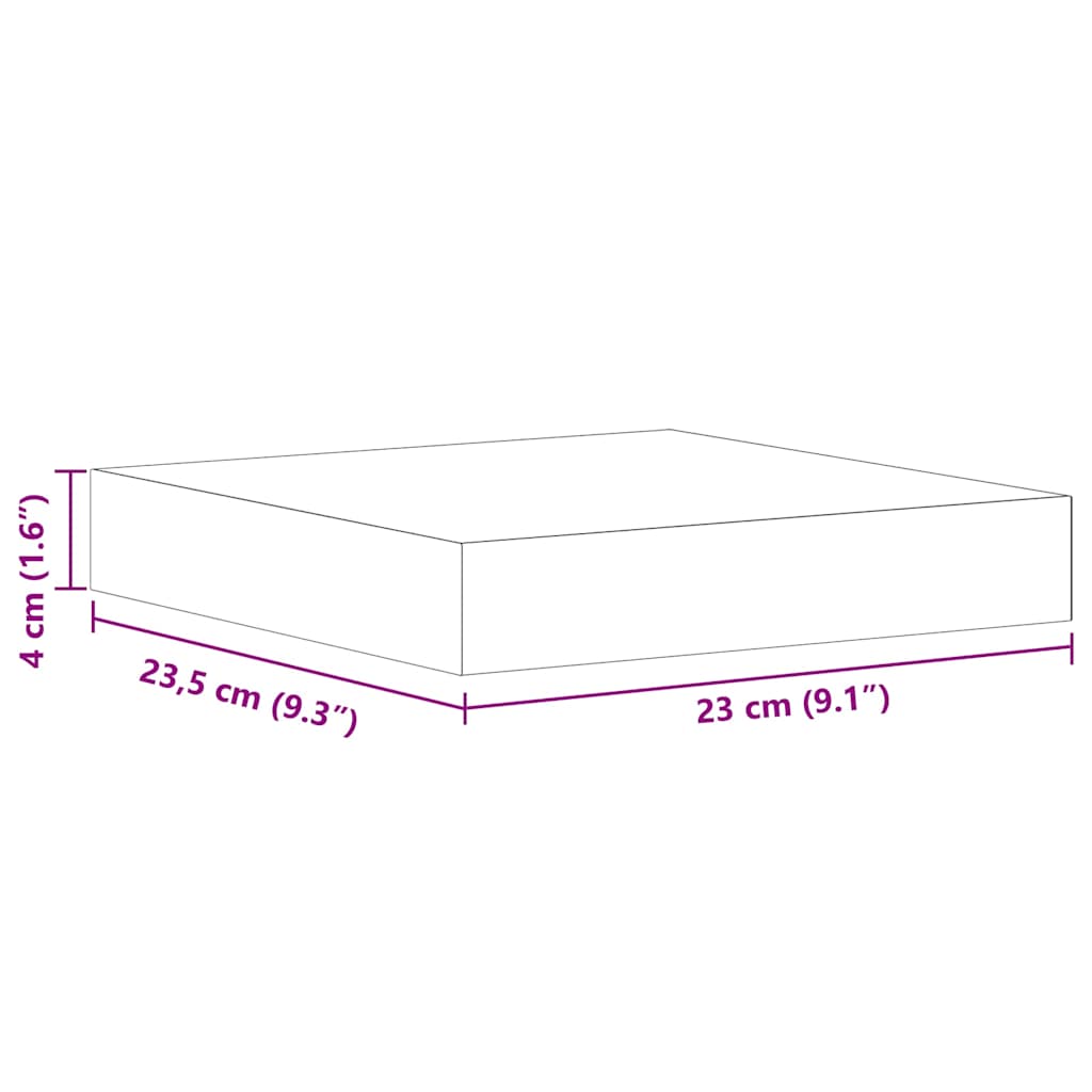 Schweberegale 4 Stk. Eichen-Optik und Weiß 23x23,5x3,8 cm MDF