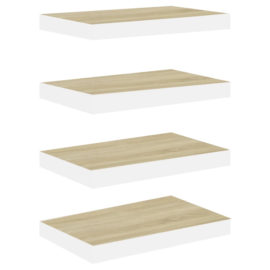 Floating shelves 4 pcs. Oak look and white 40x23x3.8 cm MDF