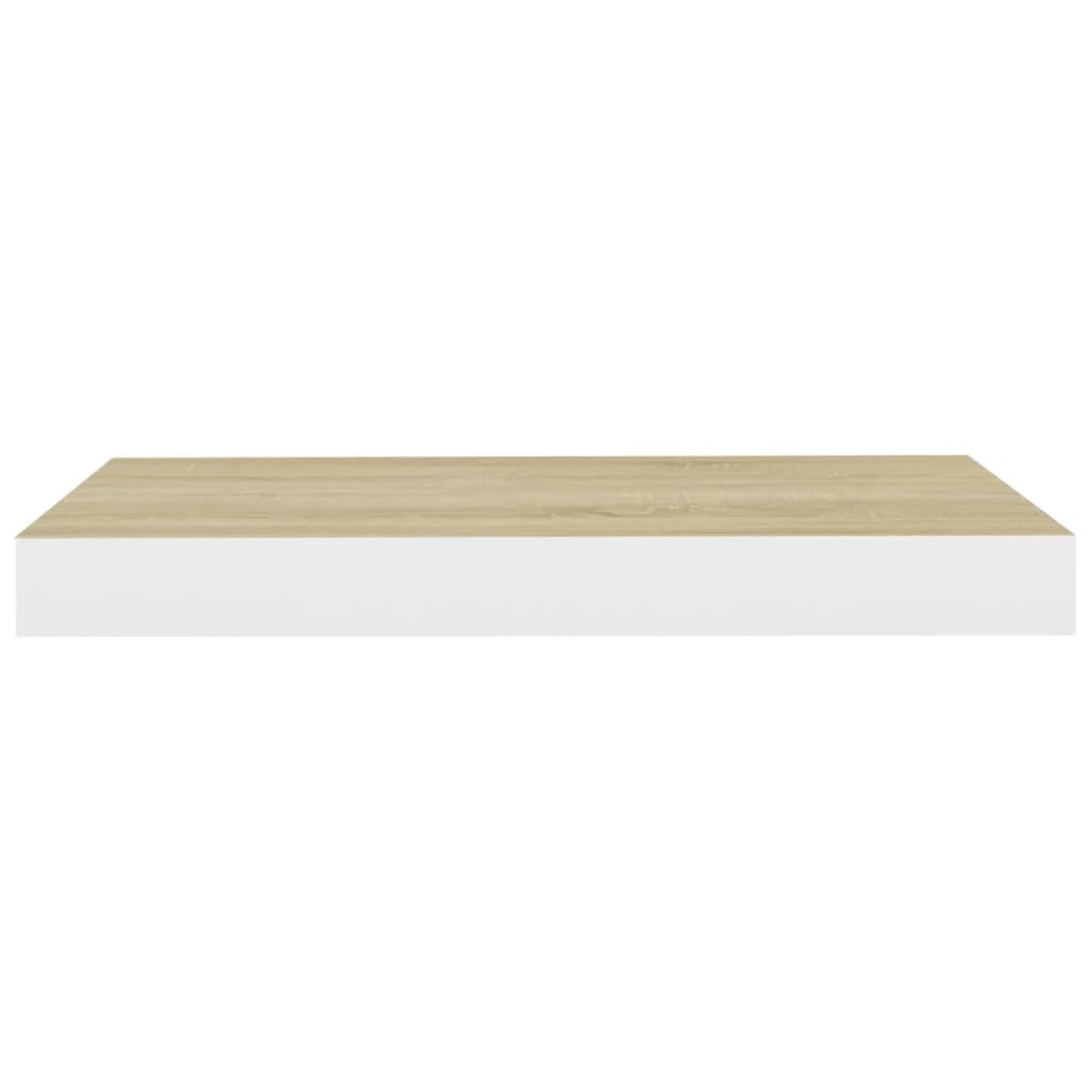 Étagère flottante aspect chêne et blanc 50x23x3,8 cm MDF