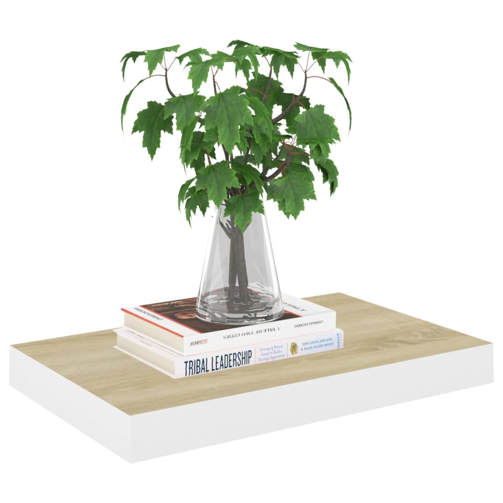 Floating shelves 4 pcs. Oak look and white 50x23x3.8 cm MDF