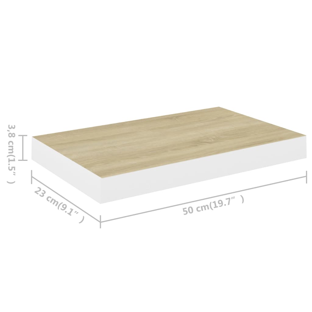 Floating shelves 4 pcs. Oak look and white 50x23x3.8 cm MDF